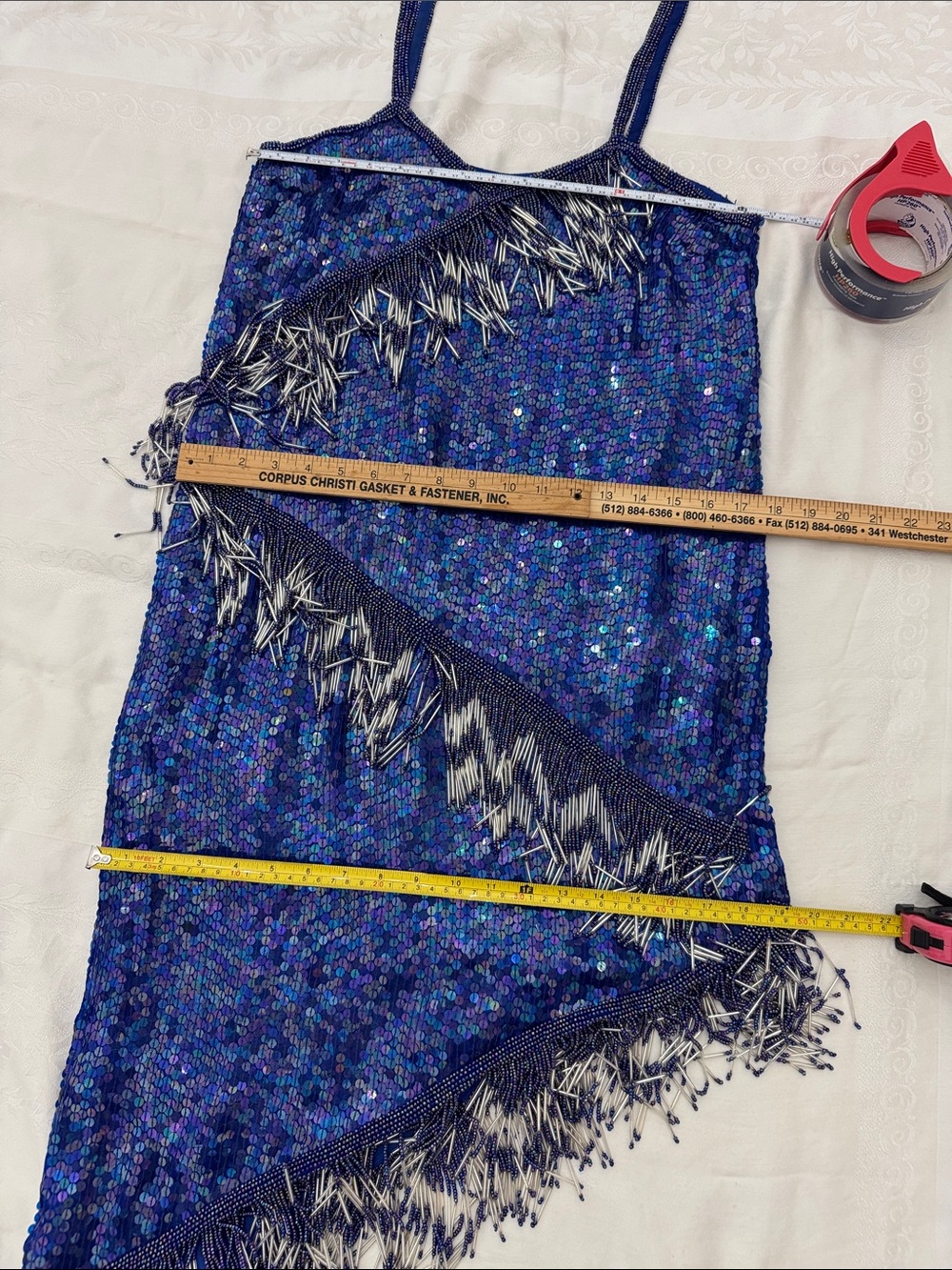 Gorgeous sequin & beaded fringe dress never worn! (mlb)